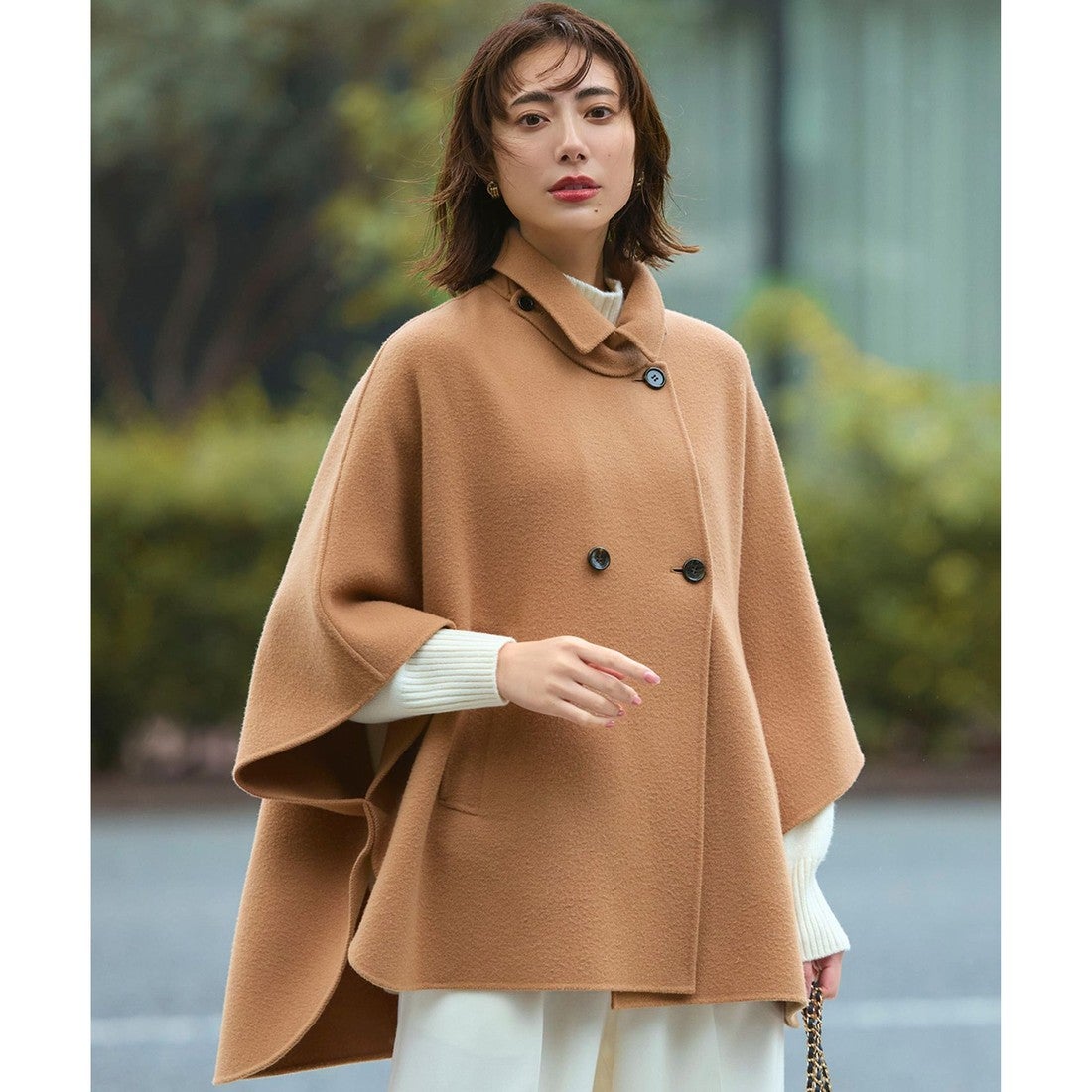 23区 【見上愛さん着用/Oggi11月号掲載】ウールライトリバー ポンチョ