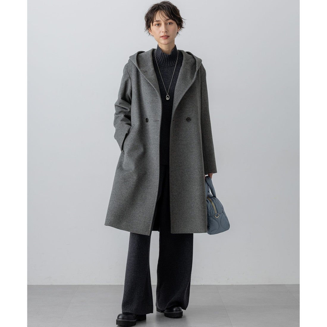 23区 【先行予約】ウールカシミヤビーバー フーデット コート （グレー