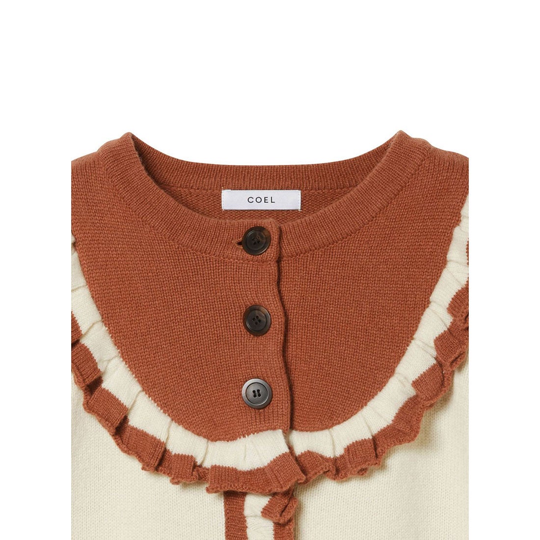 コエル COEL バイカラーフリルカーディガン （アイボリー