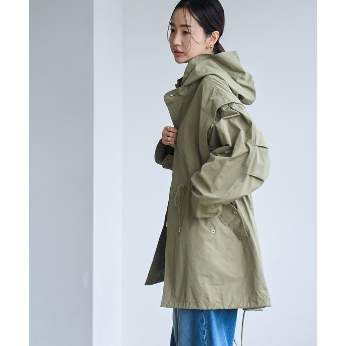 マイストラーダライナー付きモッズコート（ファー付き）カーキ38
