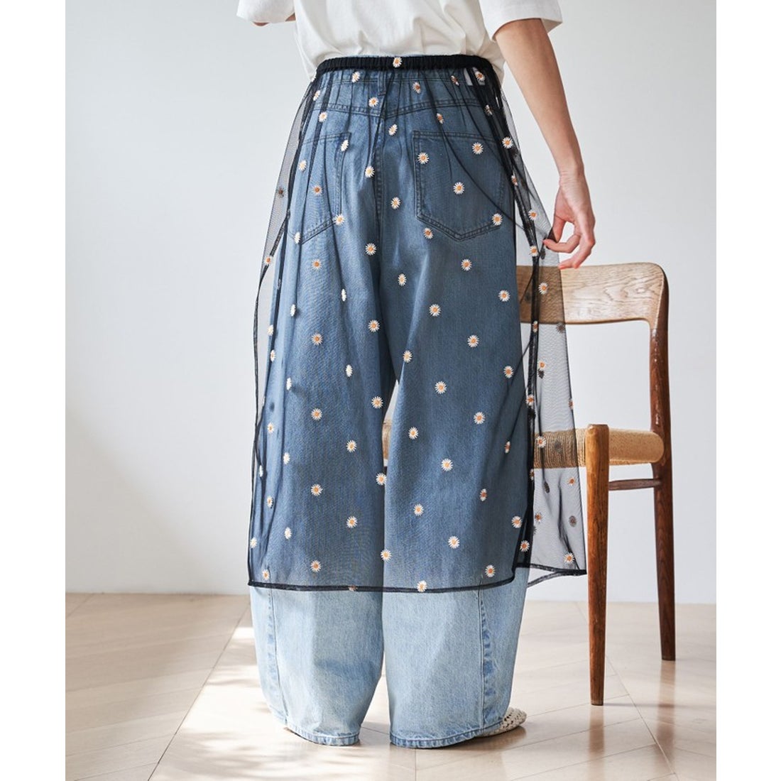 coen フラワーモチーフチュールラップスカート - ファッション通販 d