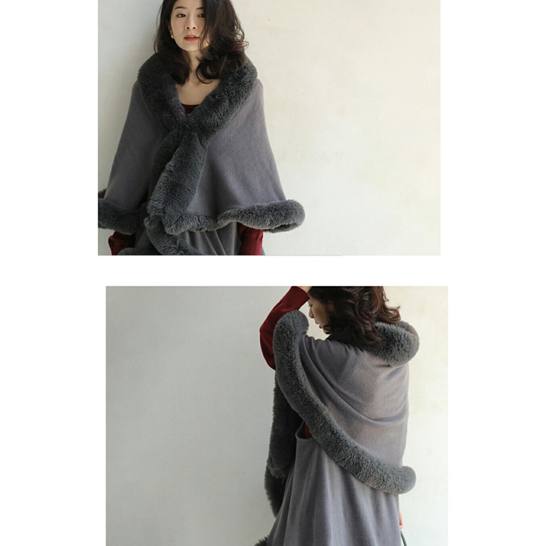 カワイイ CAWAII サッと羽織れるラグジュアリー。フェイクファーケープ