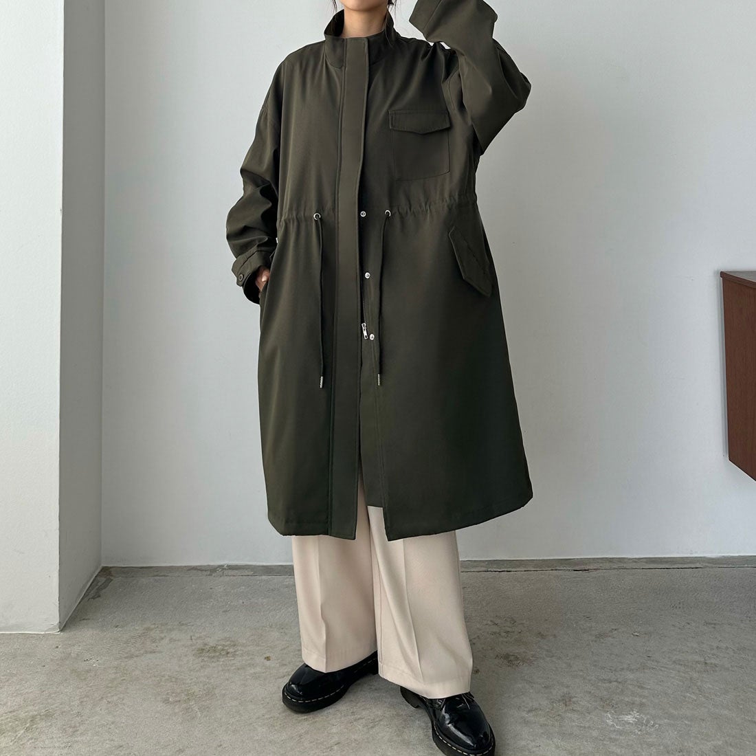 カラウティア callautia スタンドカラーモッズコート （カーキ
