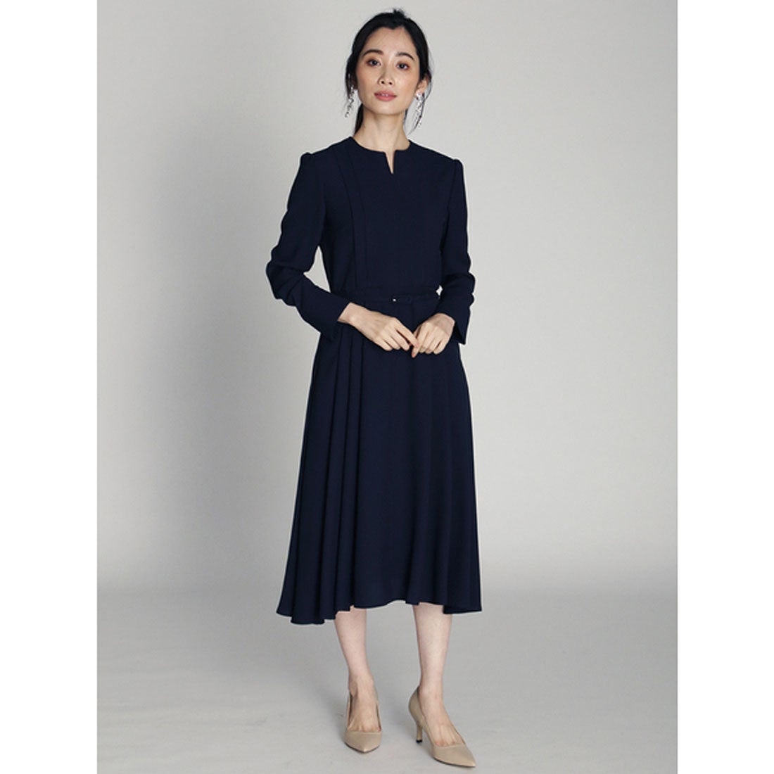 セルフォード CELFORD バックサテンタックワンピース （ダークネイビー