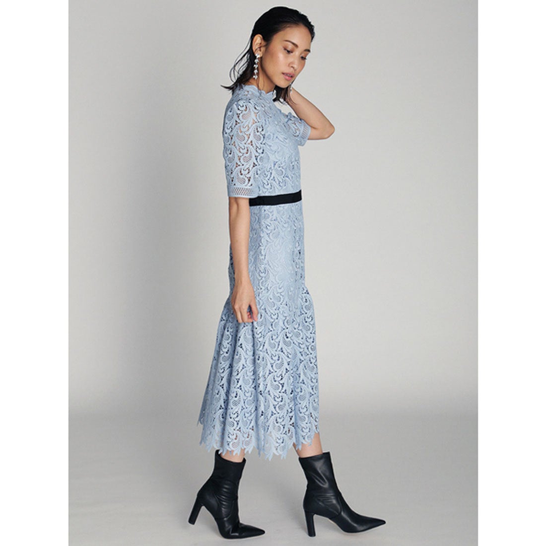 セルフォード CELFORD リーフレースワンピース （サックス） -靴