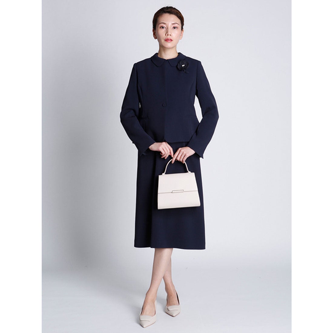 セルフォード CELFORD 襟付きワンピース （ネイビー） -靴