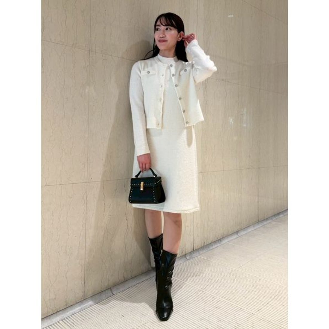 セルフォード CELFORD ビジュー＆リボンクリップ付きストレッチブーツ