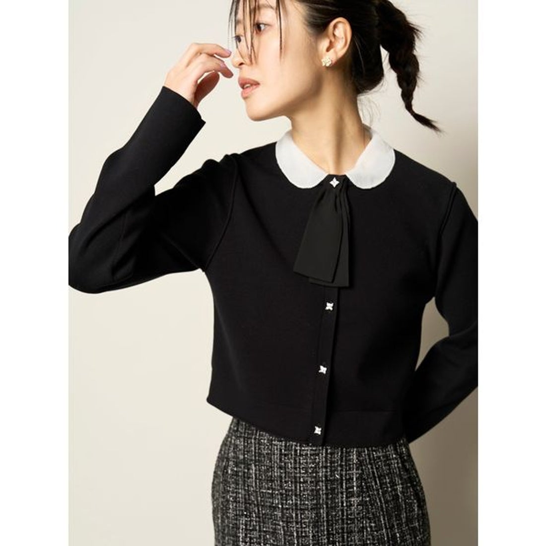 セルフォード CELFORD デタッチャブル総針カーディガン （BLK