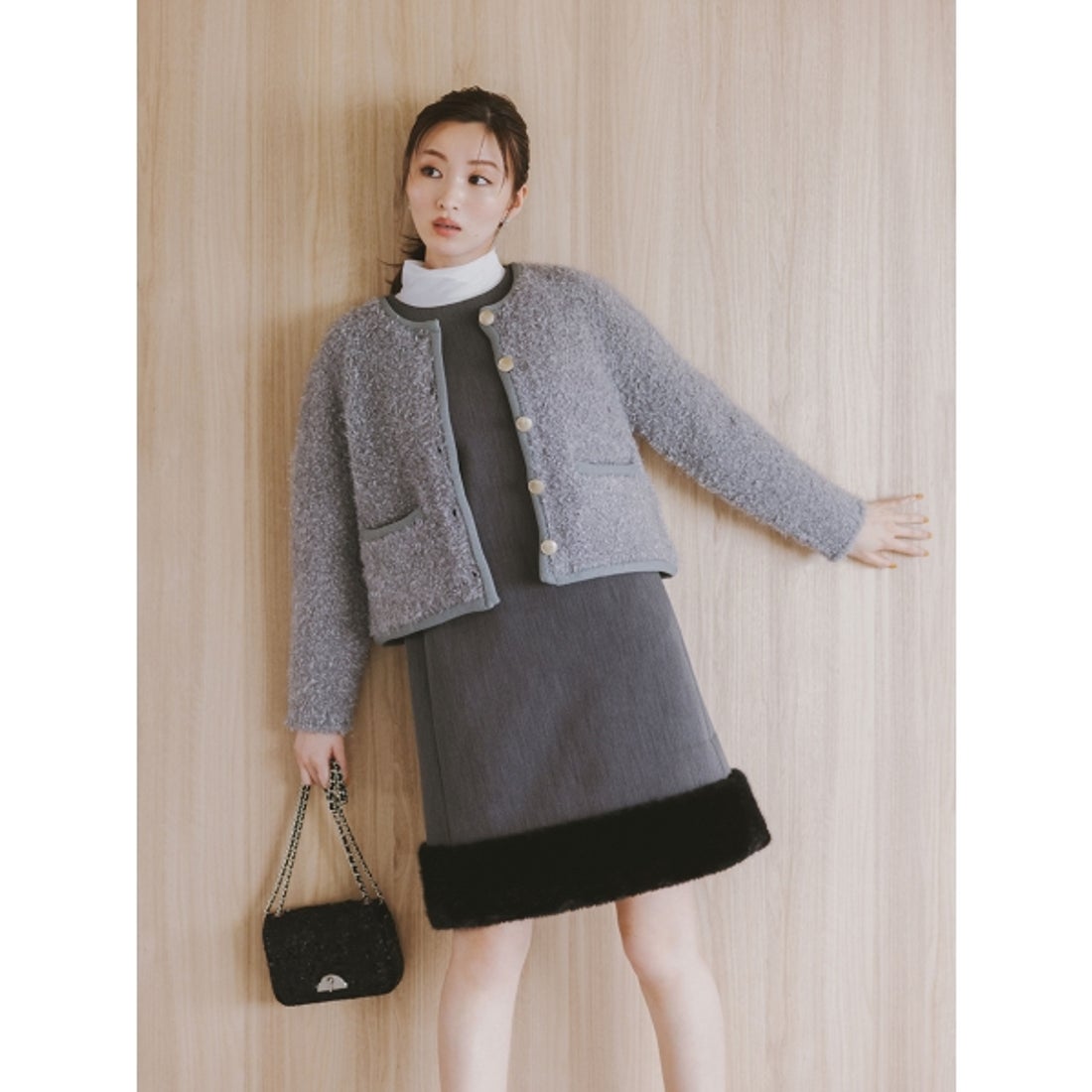 セルフォード CELFORD 裾ファーミニワンピース （BLK） - ファッション