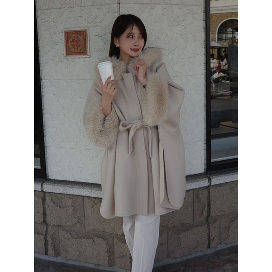 セルフォード CELFORD ファーポンチョコート （MOC） - ファッション