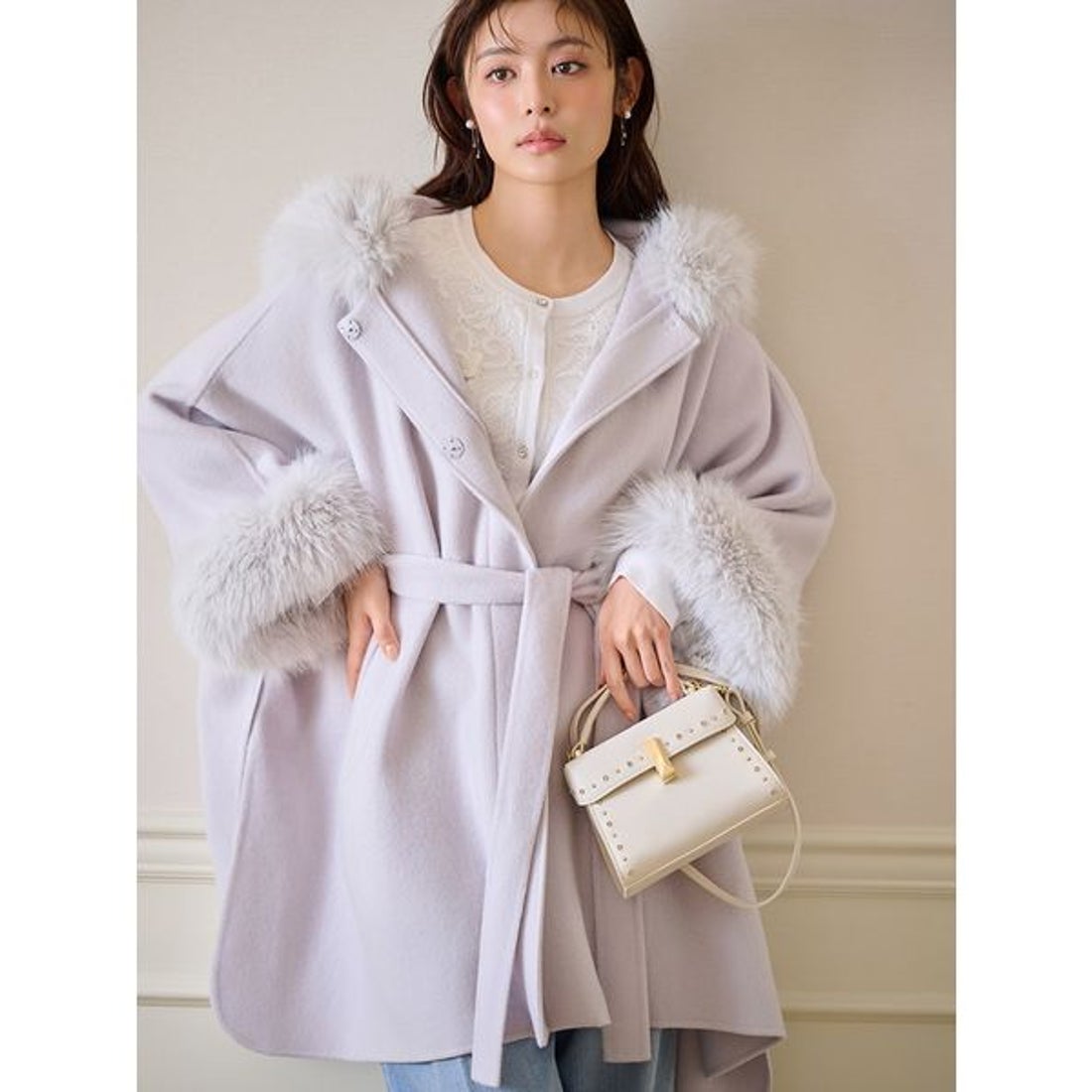 セルフォード CELFORD ファーポンチョコート （LGRY） -ファッション