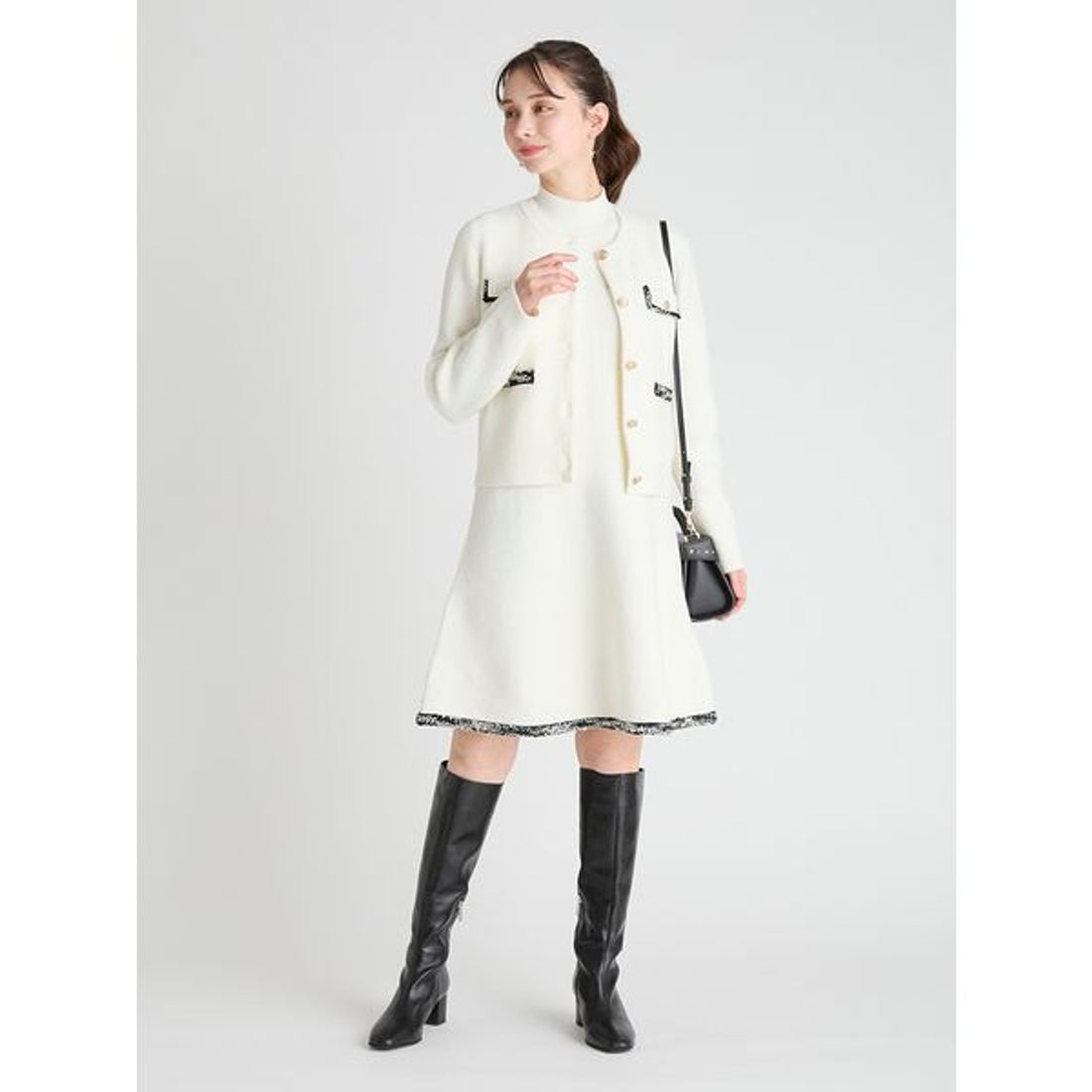 セルフォード CELFORD トリムミニニットワンピースセット （BLK