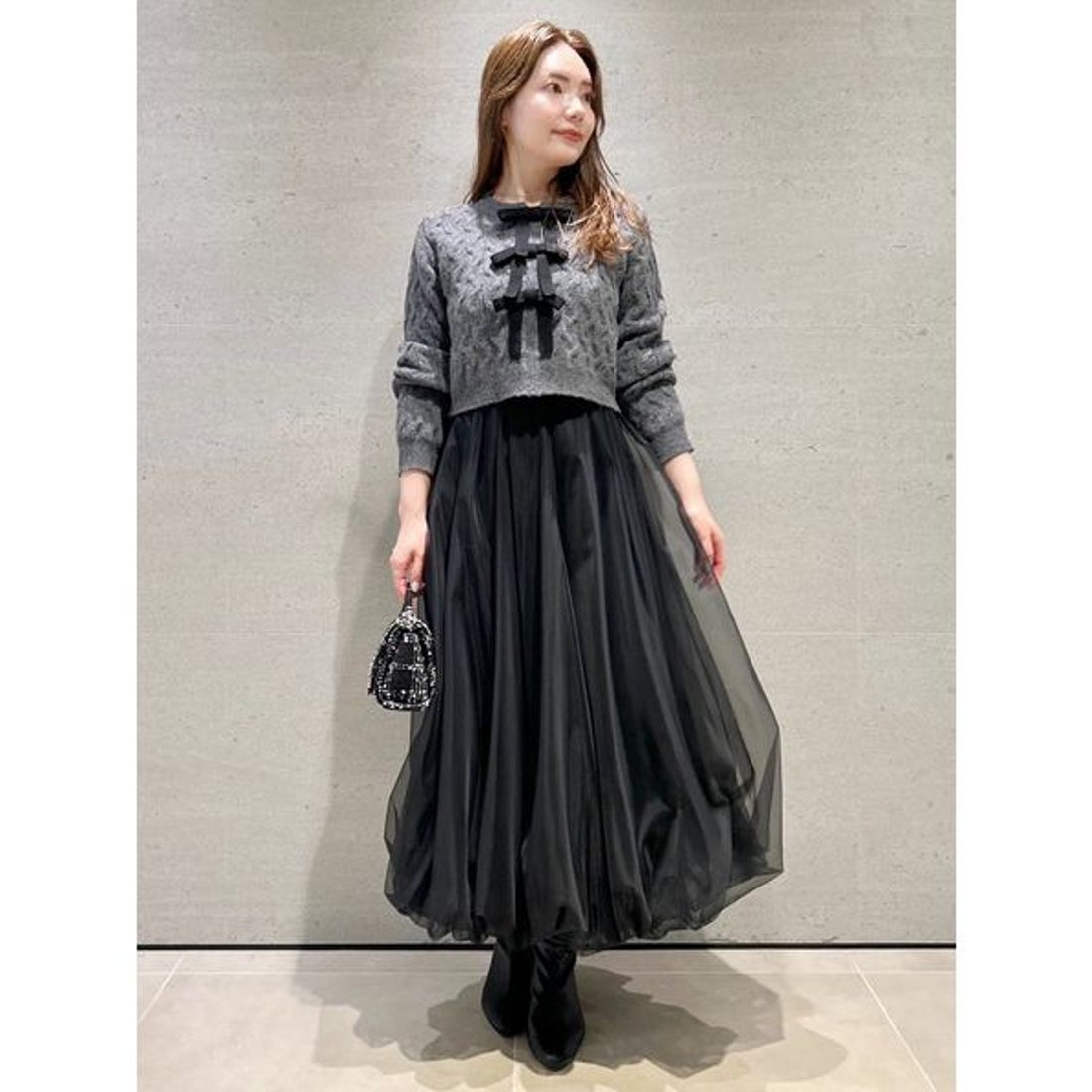 セルフォード CELFORD リボンモチーフケーブルニットプルオーバー