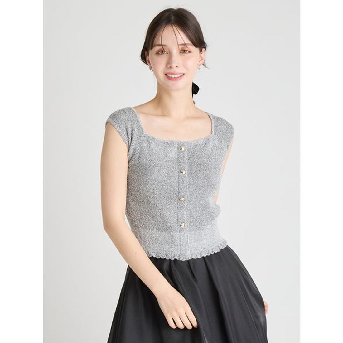 セルフォード CELFORD スクエアネックアンサンブルニット （BLK