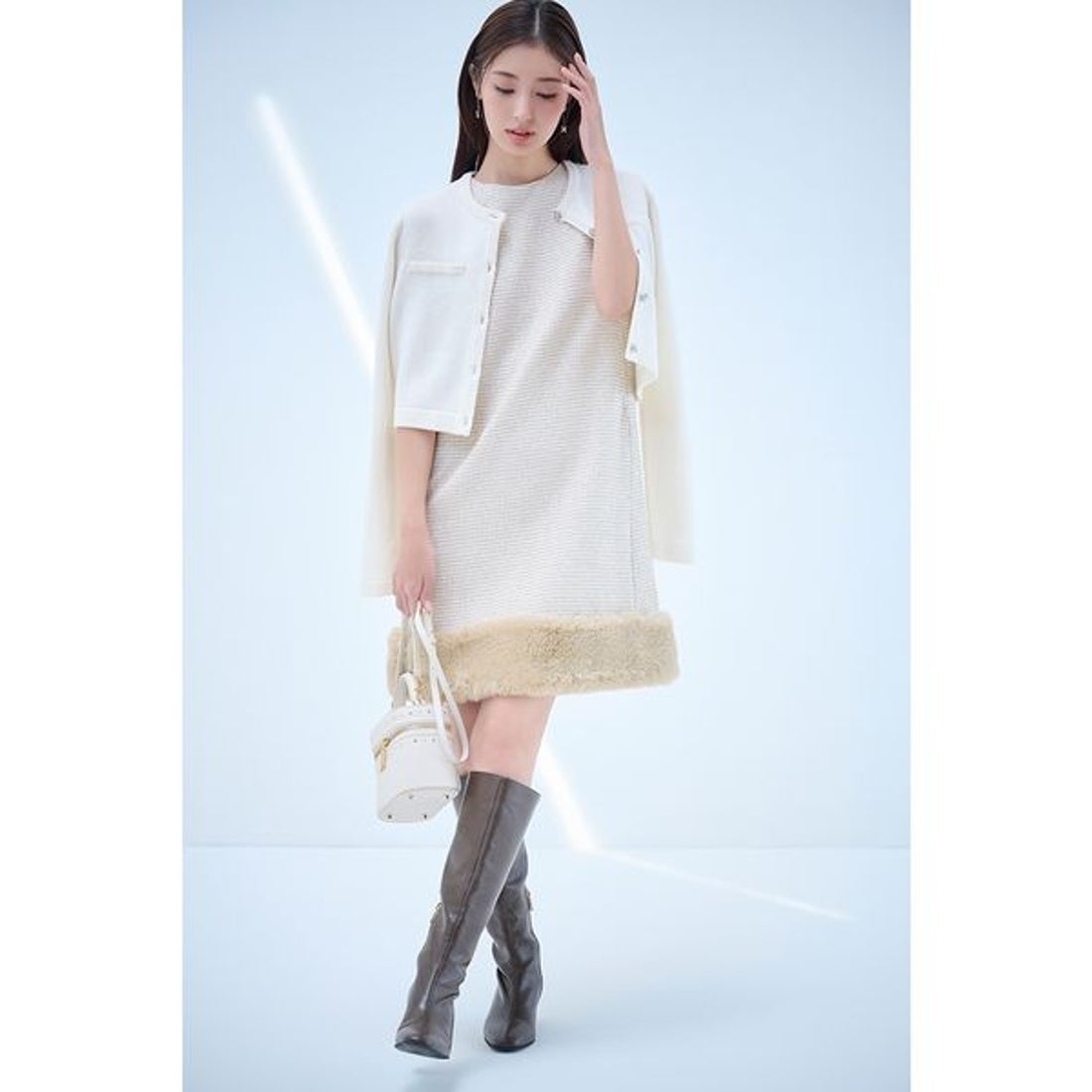 セルフォード CELFORD 裾ファーミニワンピース （GRY） - ファッション