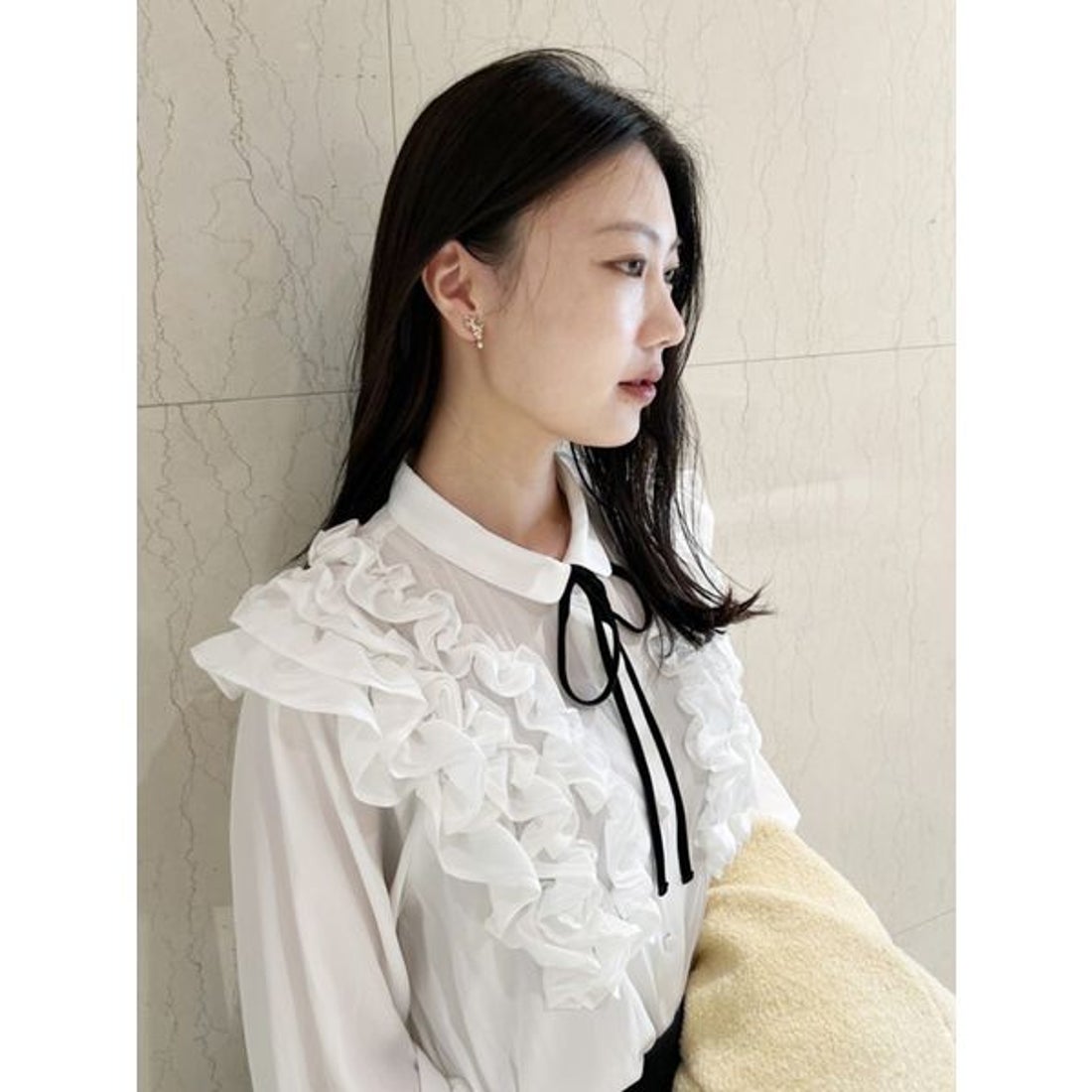 セルフォード CELFORD フリルヨークシャツカラーブラウス （NVY