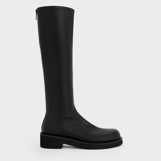 CHARLES & KEITH サイドジップ ロングライディングブーツ （Black