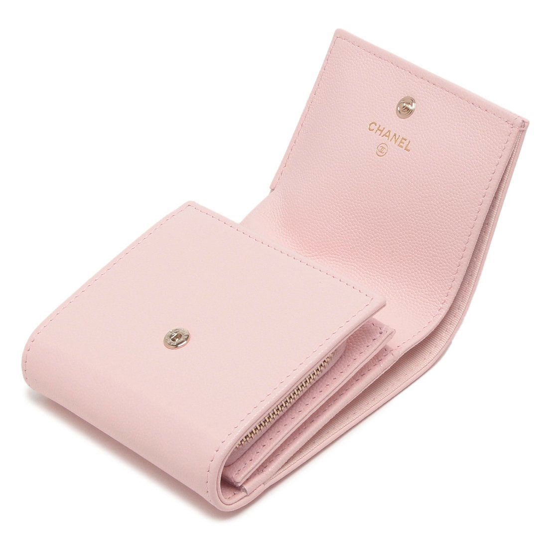 シャネル CHANEL 二つ折り財布 ミニ財布 CCマーク ココマーク ピンク