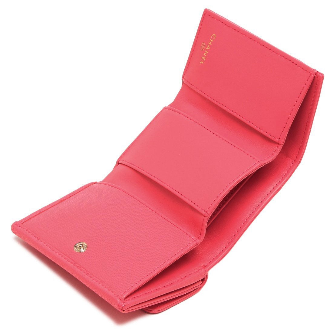 シャネル CHANEL 三つ折り財布 ミニ財布 CCマーク ココマーク ピンク