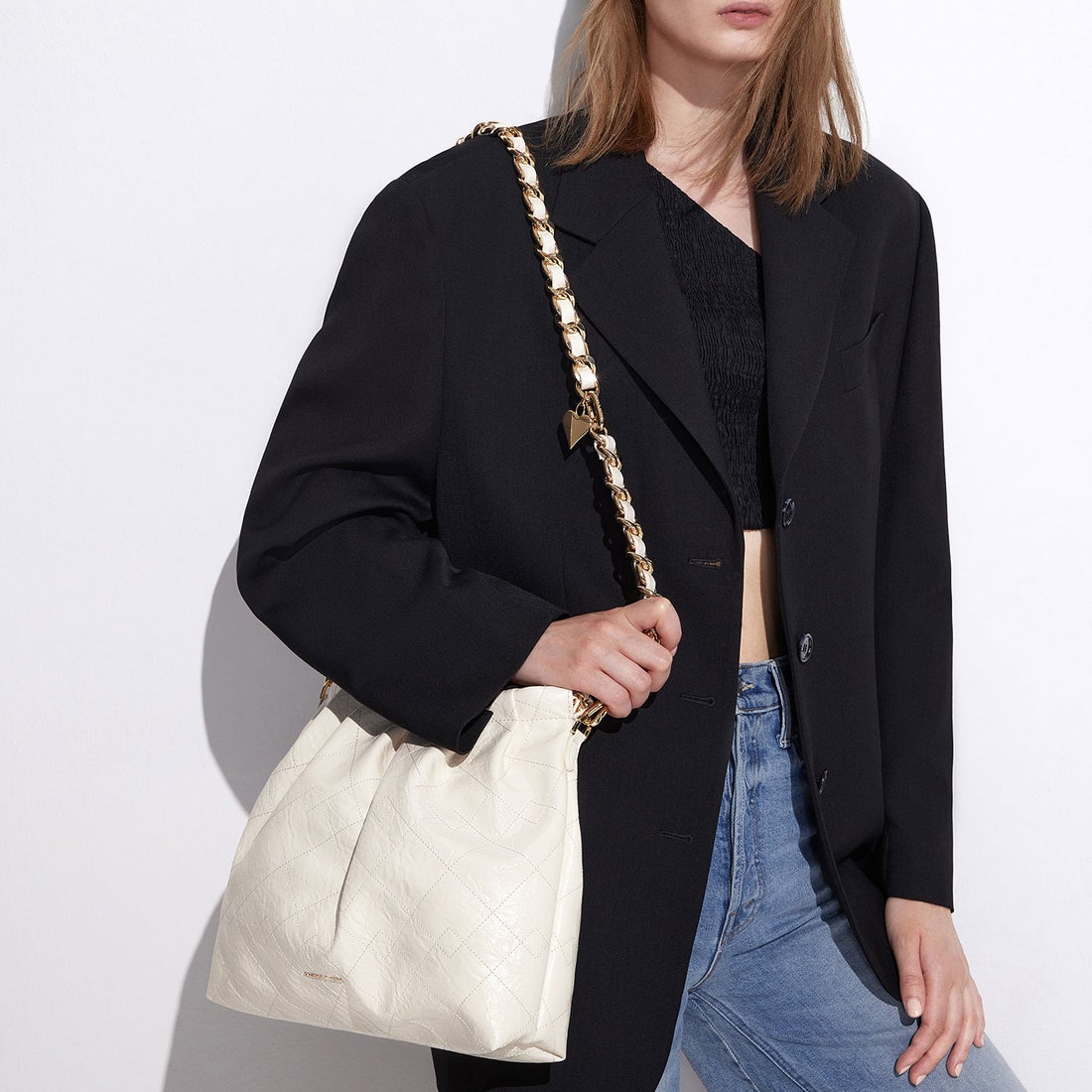 CHARLES & KEITH Duo ドゥオ ブレードチェーンハンドルホーボーバッグ