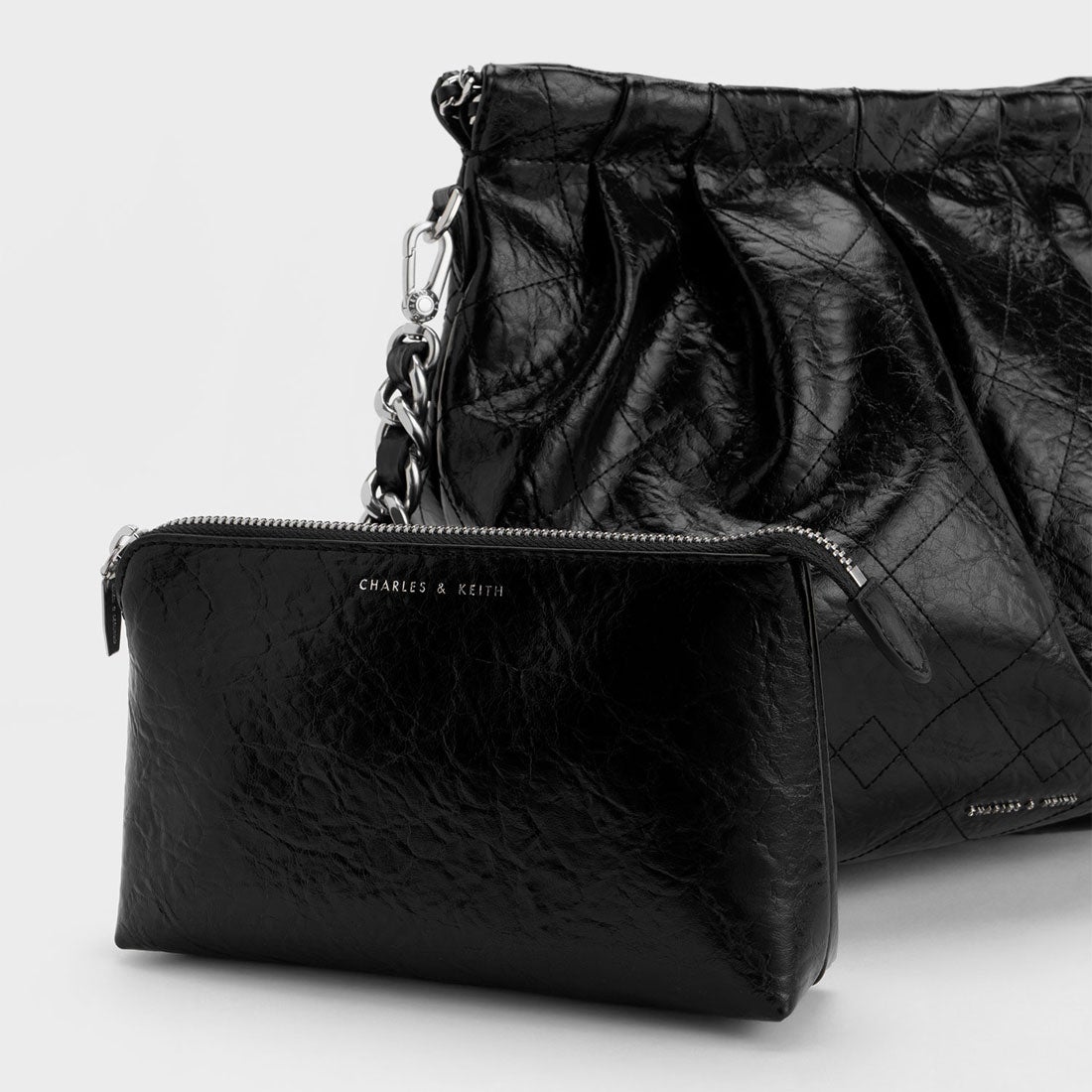 CHARLES & KEITH Duo ドゥオ ブレードチェーンハンドルホーボーバッグ