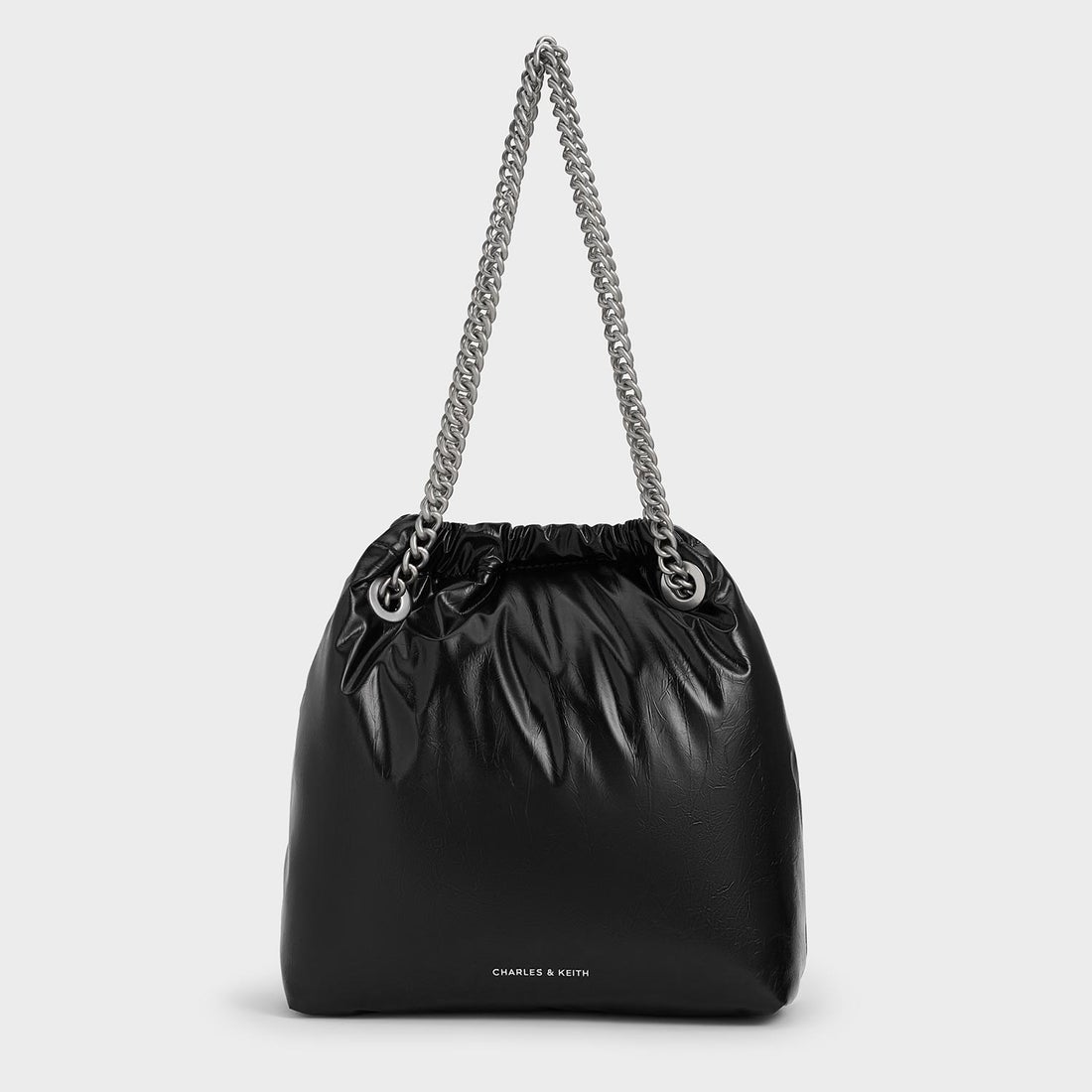 CHARLES & KEITH Caia カイア チェーンハンドルトートバッグ（Noir