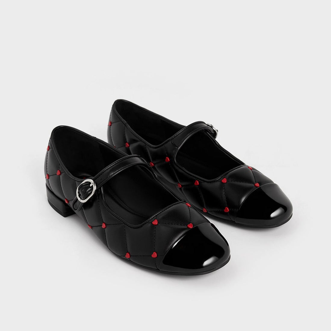 CHARLES & KEITH Dahlia ダリア ハートプリントメリージェーン （Black