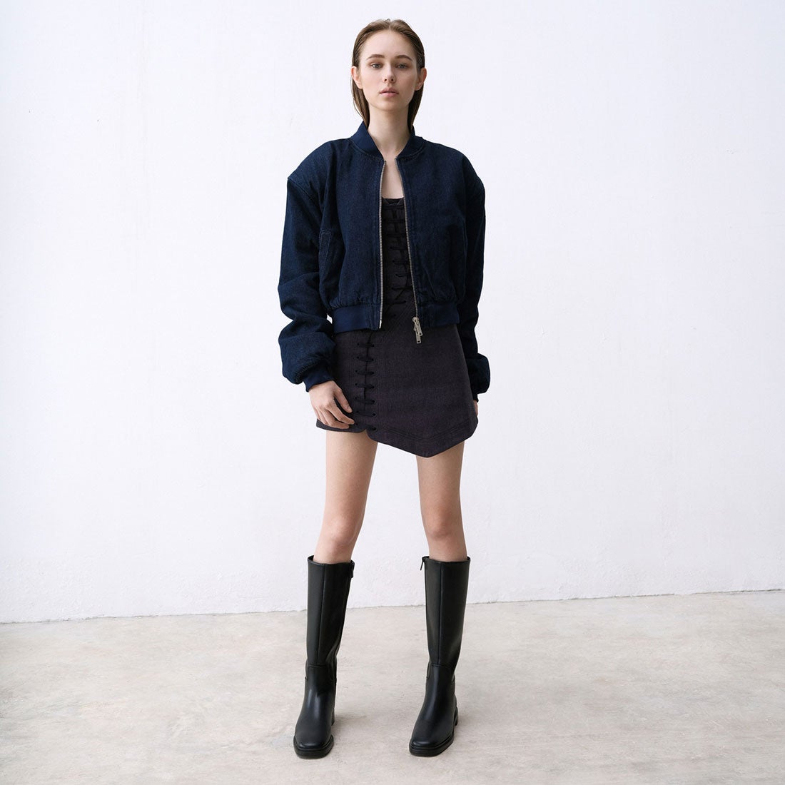 CHARLES & KEITH サイドジップ ロングライディングブーツ （Black