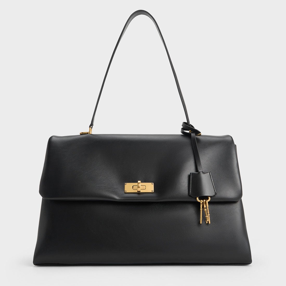 CHARLES & KEITH Kerry ケリー トップハンドルサッチェルバッグ（Black