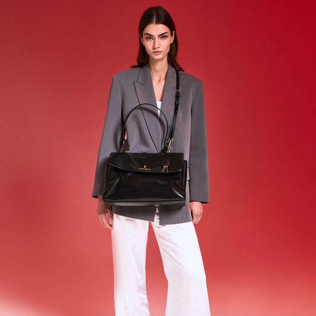 CHARLES & KEITH Kerry ケリー トップハンドルサッチェルバッグ（Black