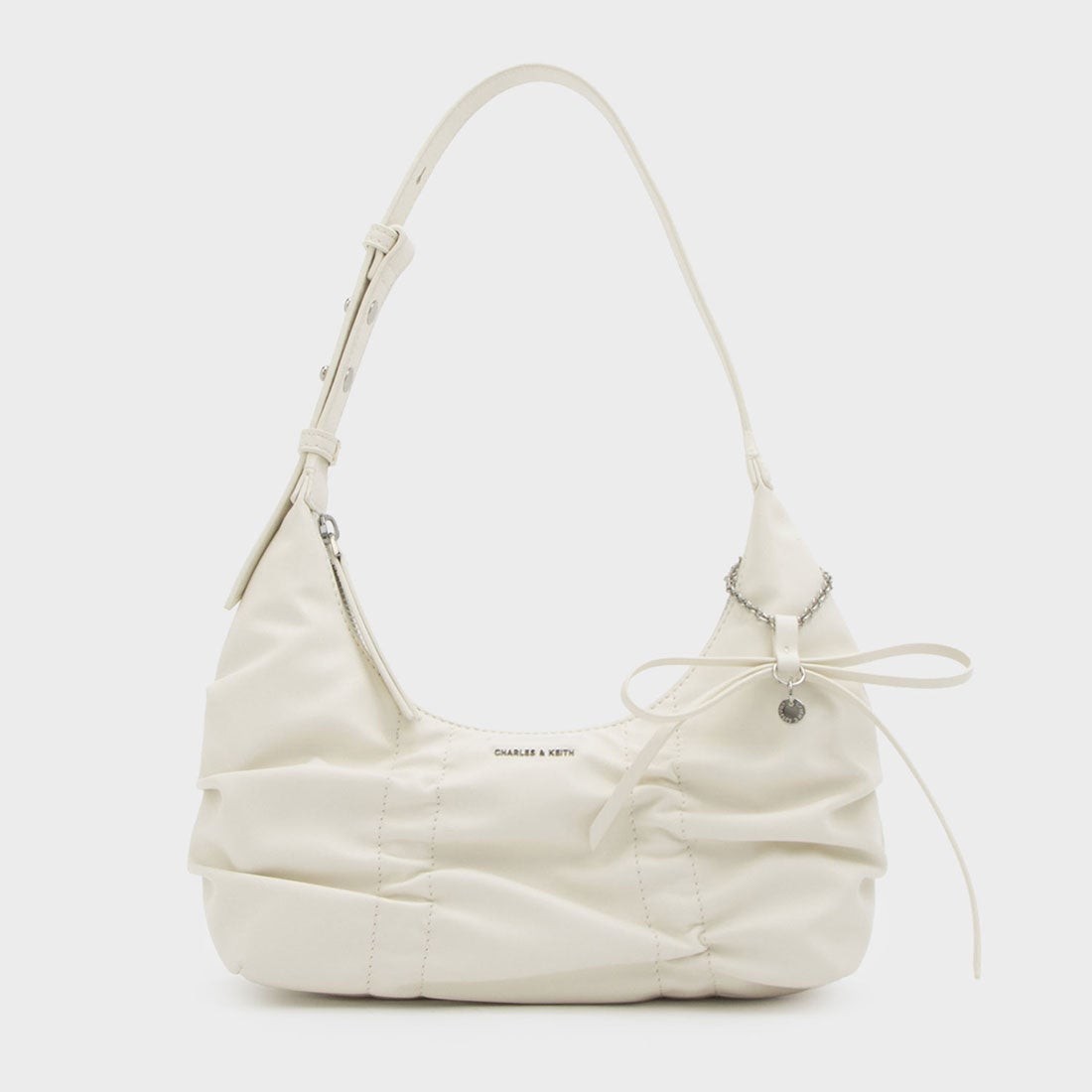 CHARLES & KEITH Kadee ケーディー ルーシュドホーボーバッグ （Cream