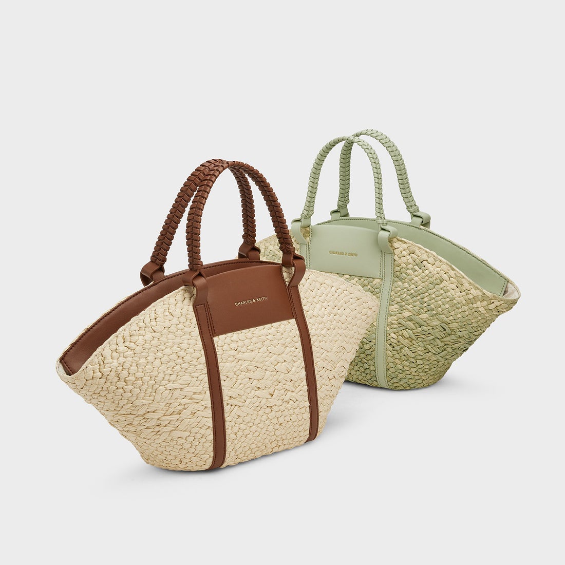 CHARLES & KEITH Shalia シャリア ラフィアウーブンバケツバッグ