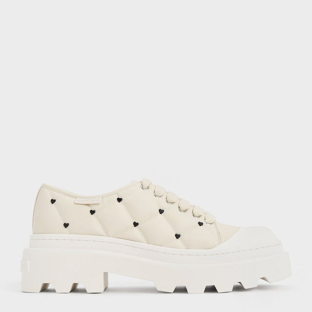 CHARLES & KEITH Dahlia ダリア ハートプリントメリージェーン （Chalk