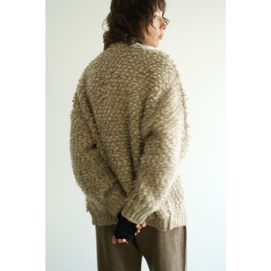 クラネ CLANE MIX LOOP MOHAIR KNIT CARDIGAN （BEIGE） -アウトレット