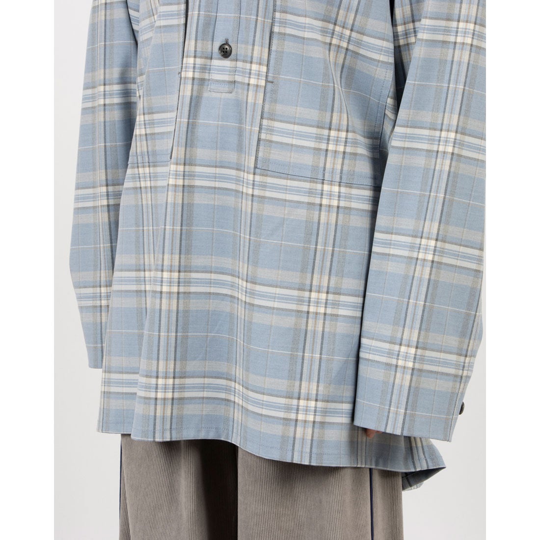 クラネ CLANE CHECK POCKET OVER SHIRT （BLUE） - ファッション通販