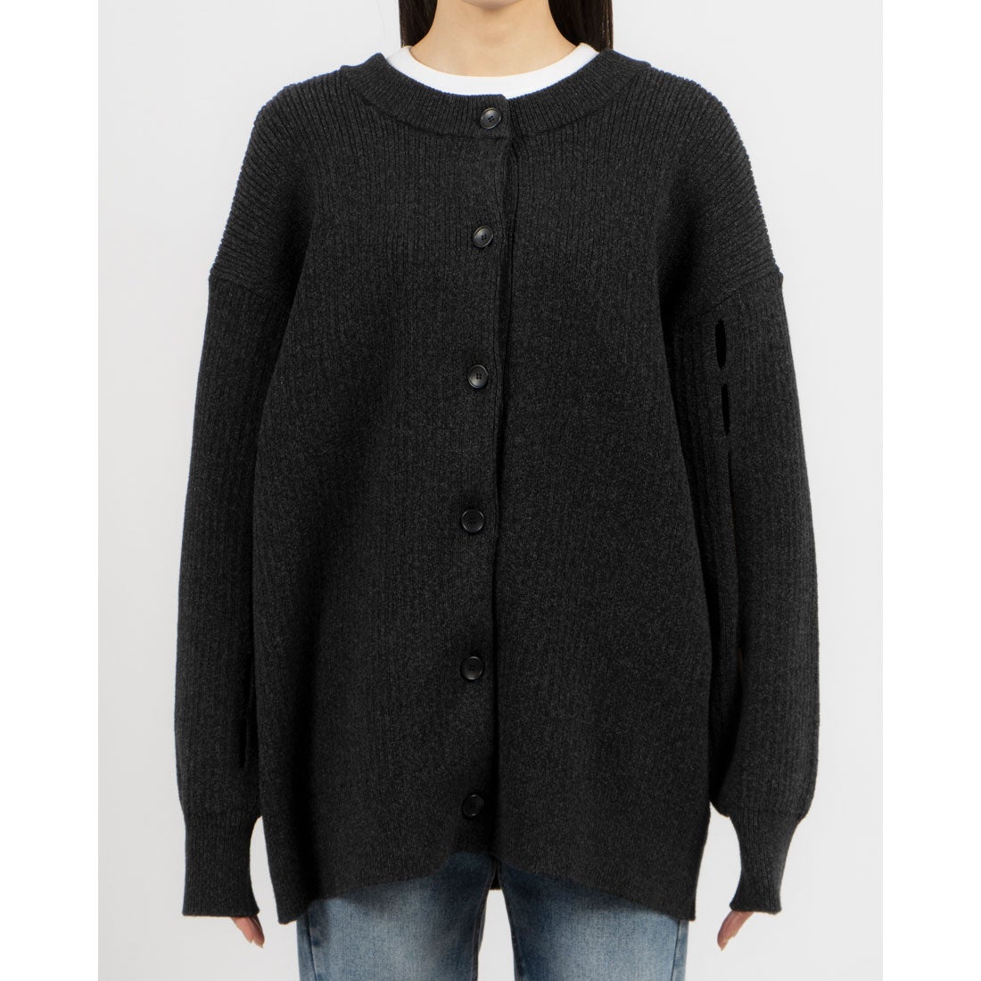 クラネ CLANE W FACE COLOR MIX HOLE SLEEVE C/D （BLACK