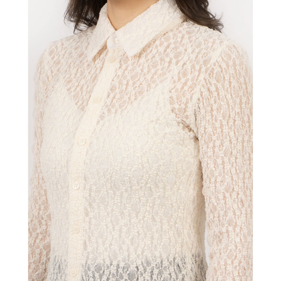 クラネ CLANE LADY LACE SHIRT （IVORY） -靴＆ファッション通販