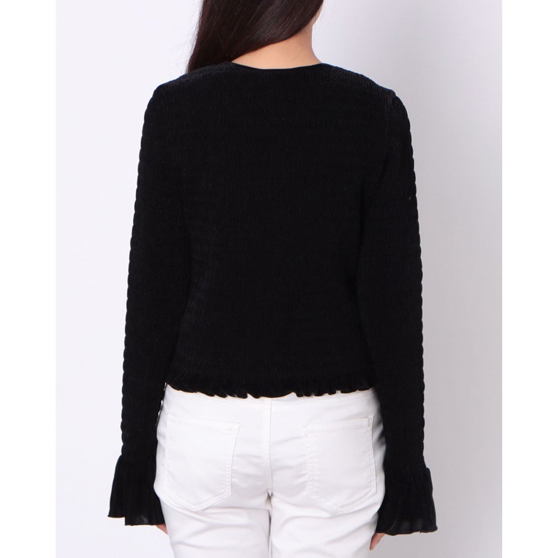 クラネ CLANE SHIRRING DESIGN BLOUSE （BLACK） -靴＆ファッション