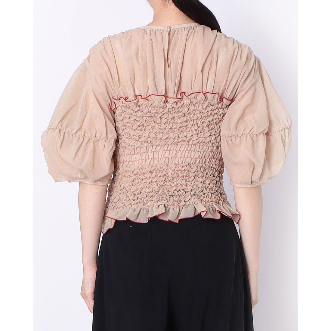 クラネ CLANE COLOR STITCHED SHIRRING TOPS （BEIGE） - ファッション