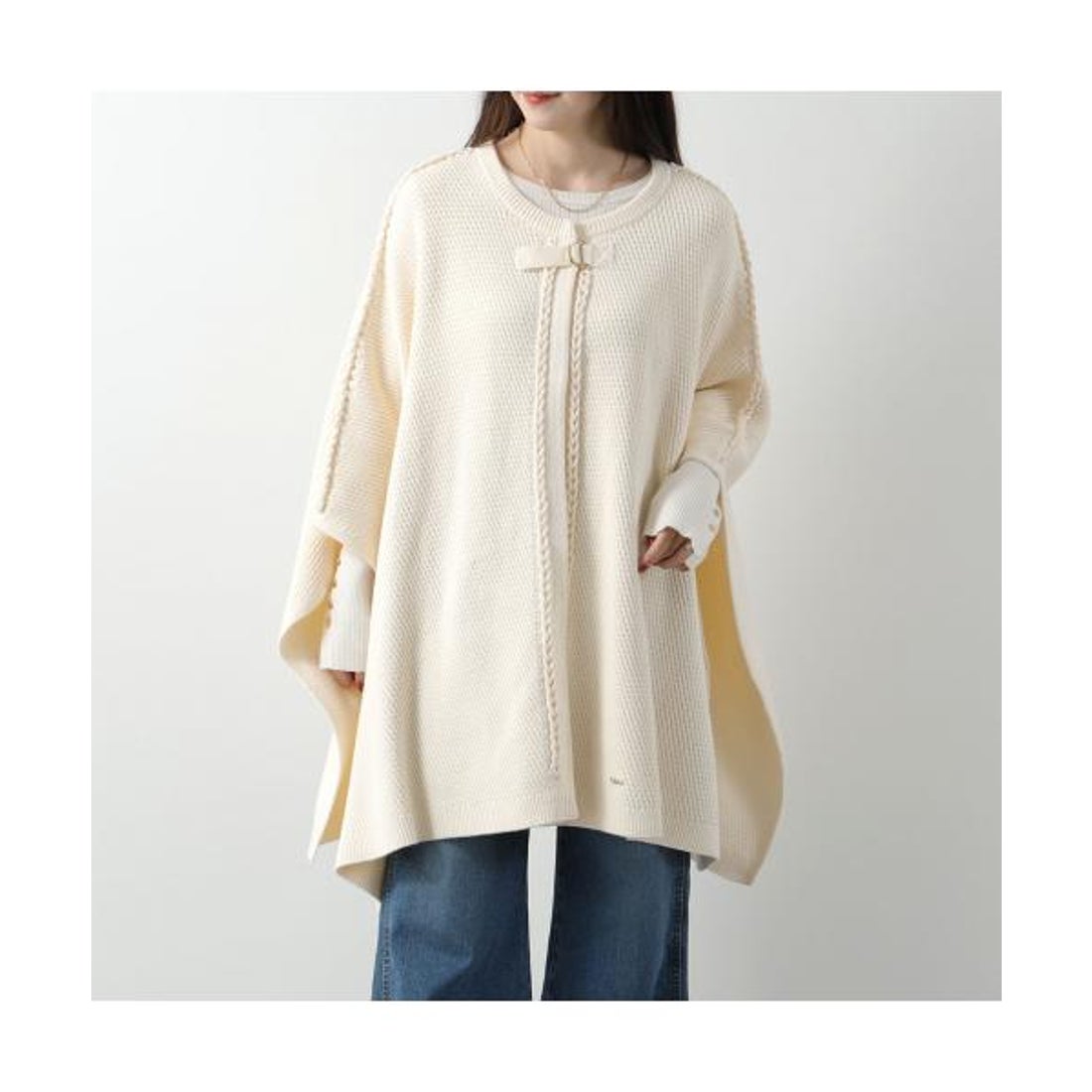 クロエ Chloe Chloe KIDS ケープ C20259 ポンチョ ニット （148/IVORY