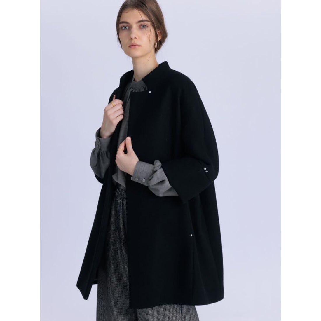 アーガ Aga Double Meltonコクーンコート （ブルー） - ファッション