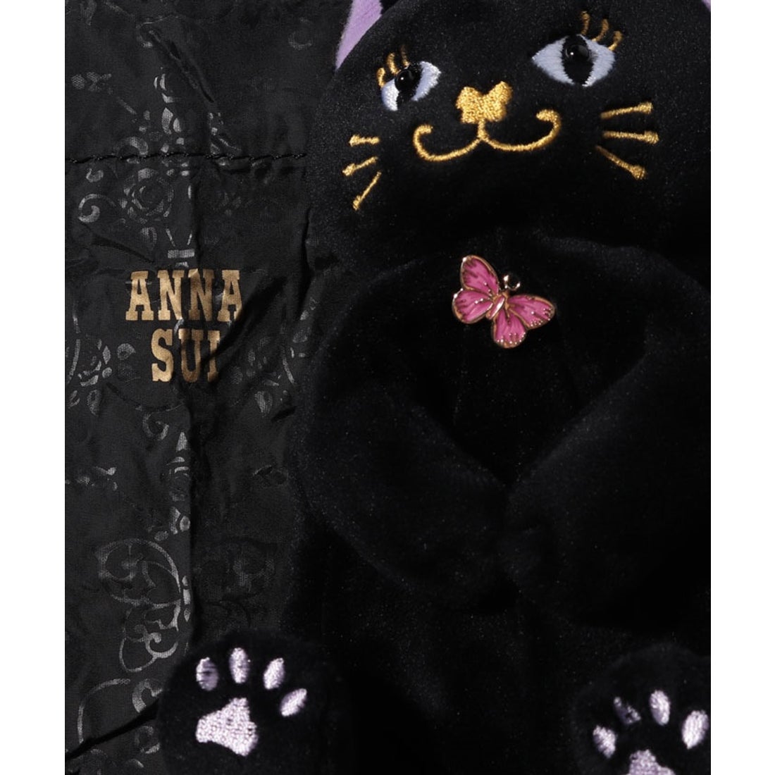 ANNA SUI プレイフル ぬいぐるみポーチ付きエコバッグ ブラック -靴