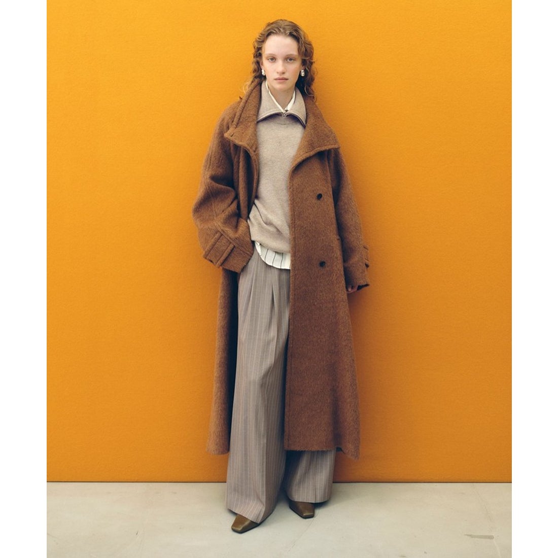 アダム エ ロペ ADAM ET ROPE' スタンドカラーマキシコート （キャメル