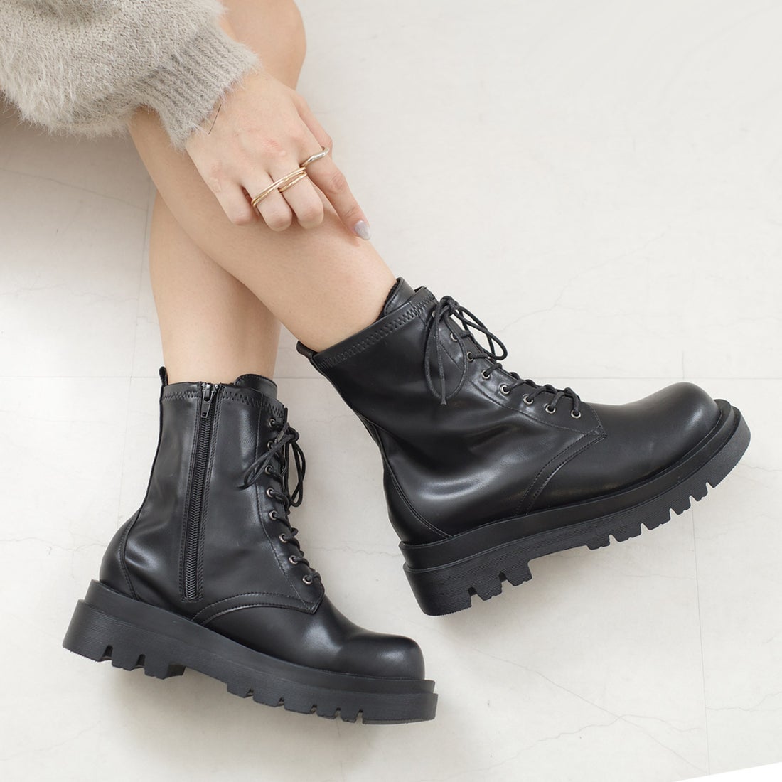 アミアミ AmiAmi レースアップブーツ ブーツ コンバットブーツ