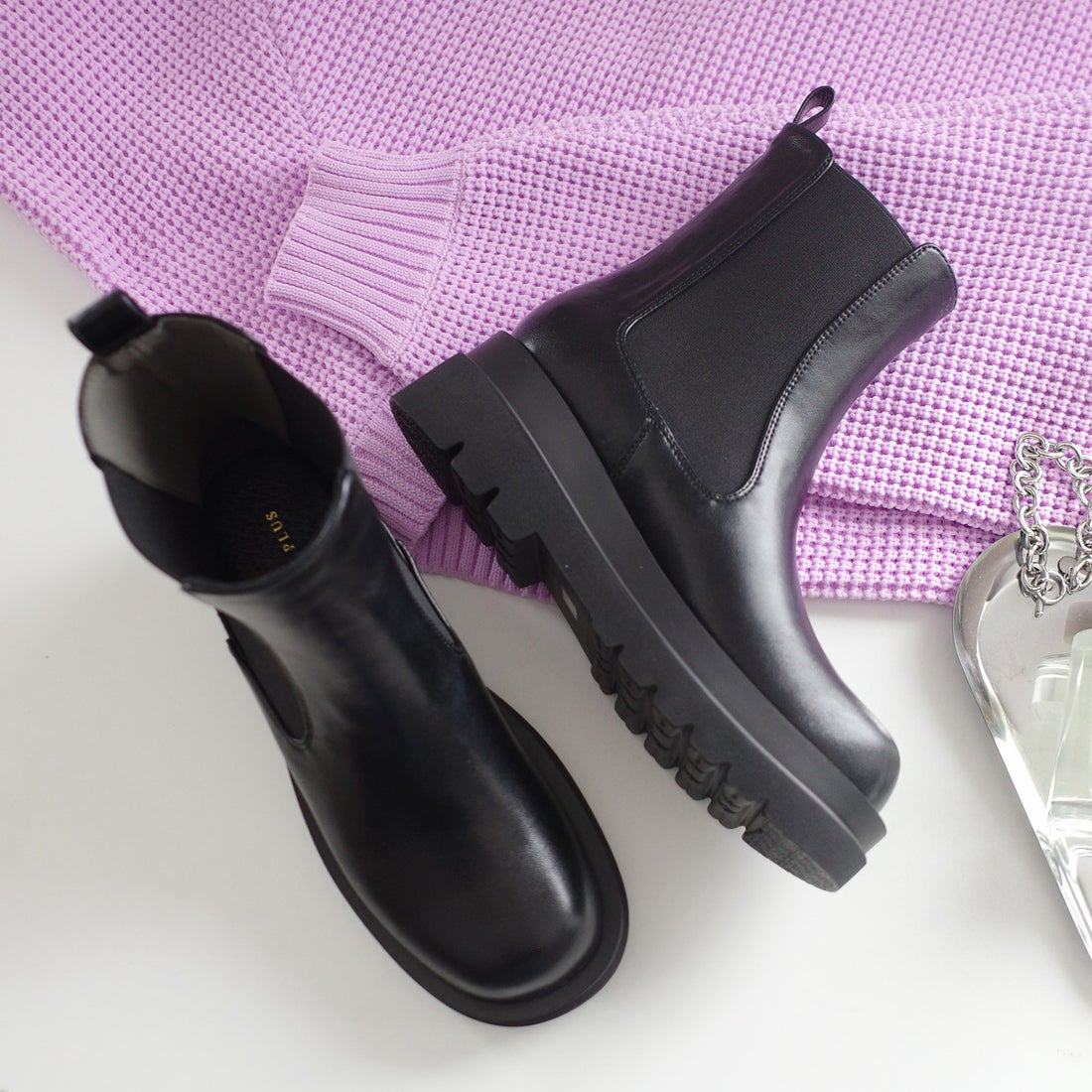 AmiAmi [アミアミ] ブーツ トラックソールサイドゴアブーツ チェルシー