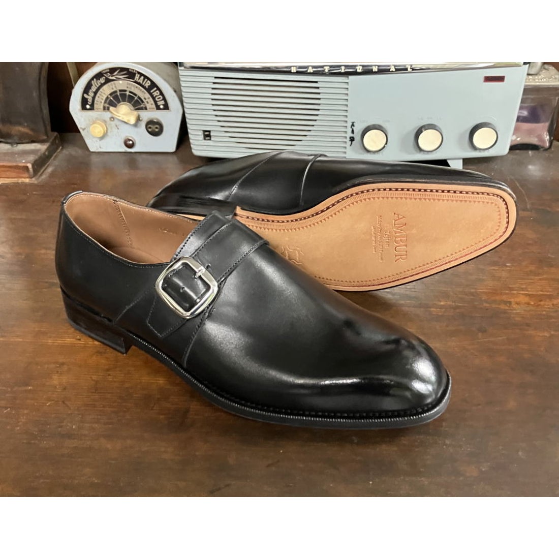 レザーソール 360°フルマッケイ製法 シングルモンクストラップ