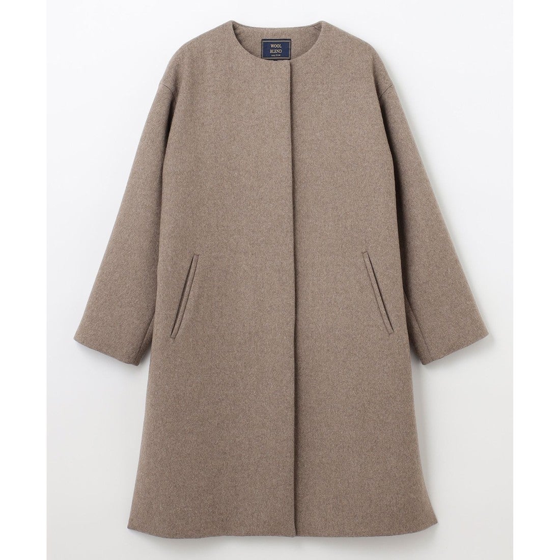 ANY 【防風裏地】ウールブレンドノーカラーコート （モカ） -靴