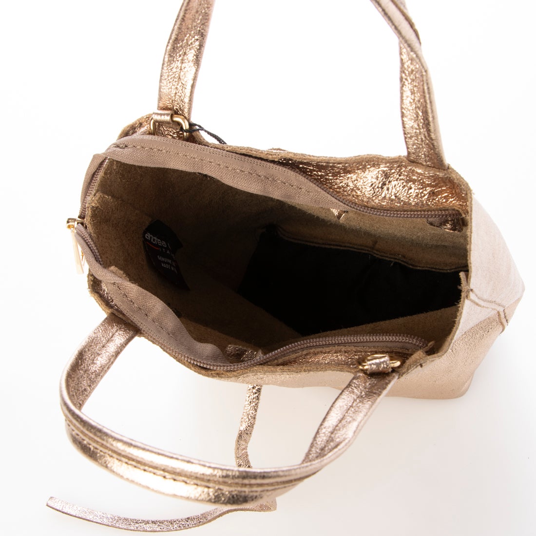 アンドレアカルドネ Andrea Cardone メタリックレザーミニトートバッグ