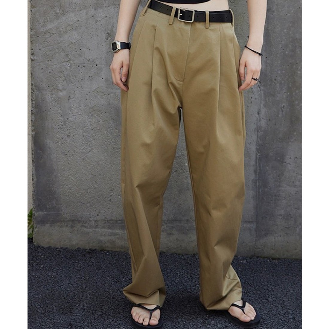 アナザーエス ANOTHER S タック入りワイドチノパン （ベージュ