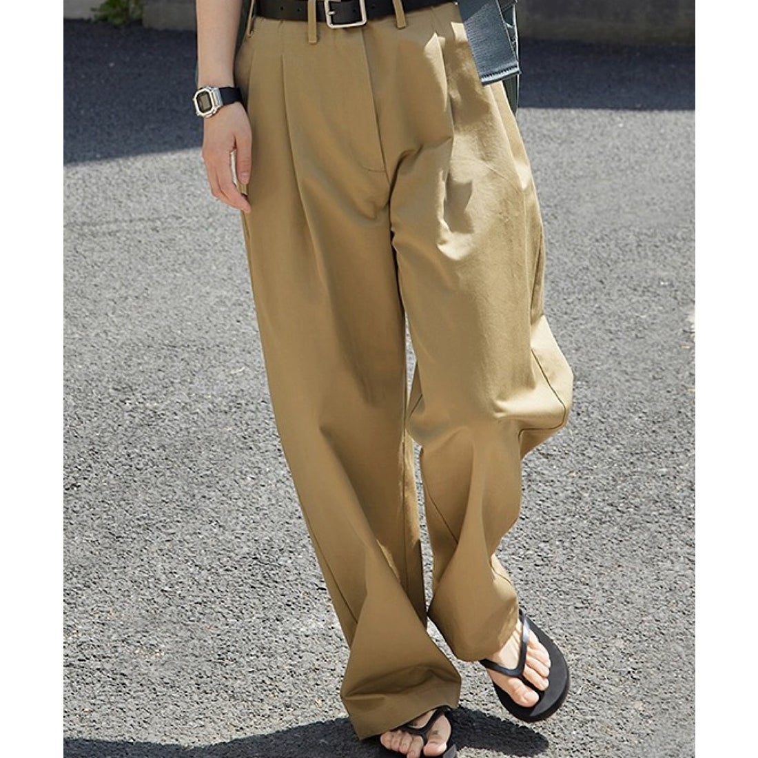 アナザーエス ANOTHER S タック入りワイドチノパン （ベージュ